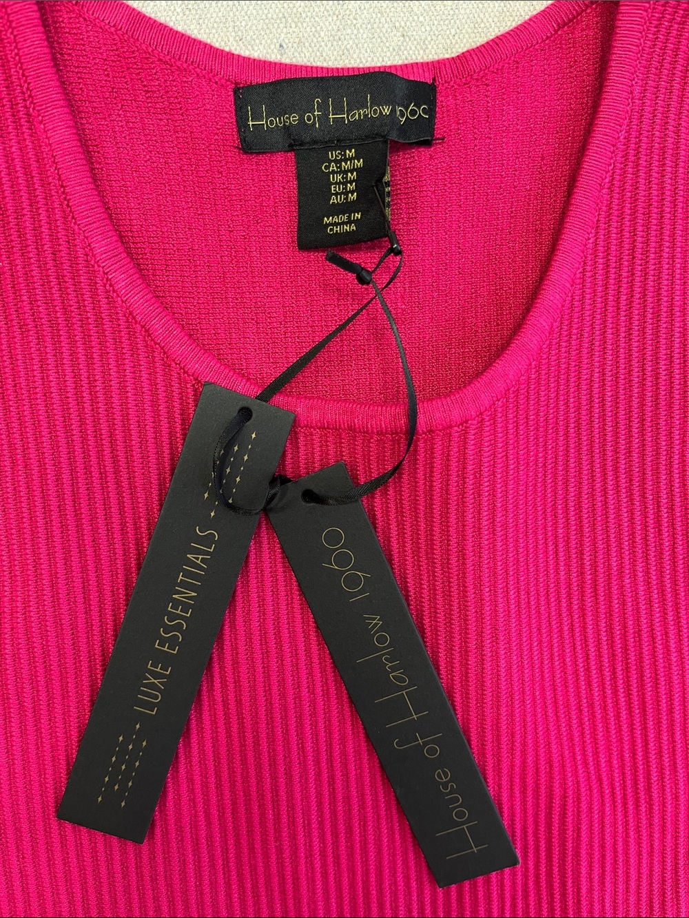 House of Harlow 1960 Pink Ribbed Bodycon Midi Dress Medium - Picture 2 of 12